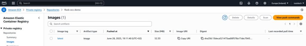 aws console ECR
