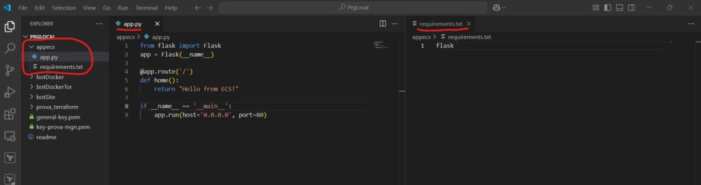 applicazione python con VS CODE