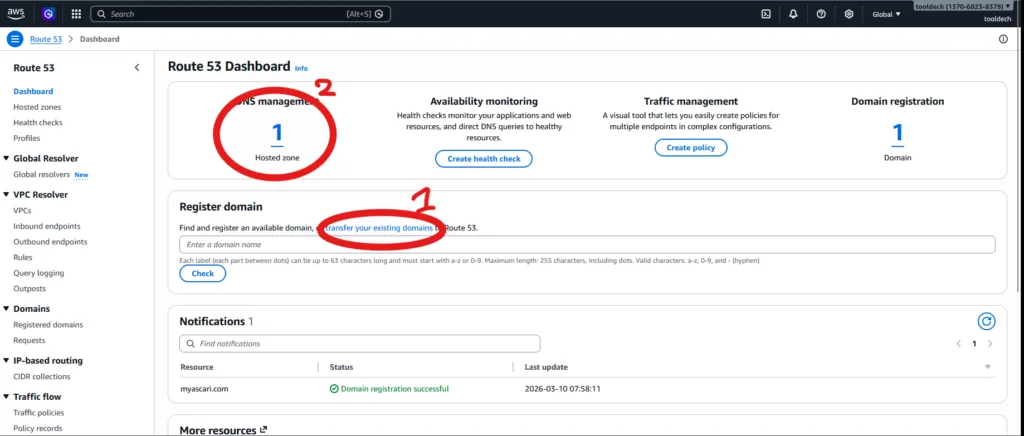 enter in hosted zone