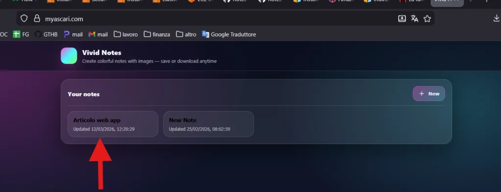 new note in web app cloud
