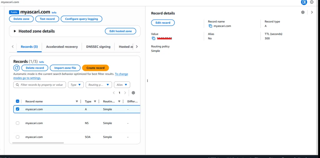 create a record route 53