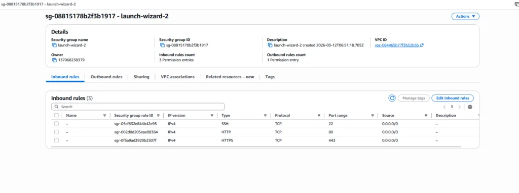 add rule inbound security group